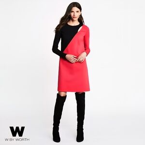 W by Worth Colorblock Long Sleeve Sheath Dress